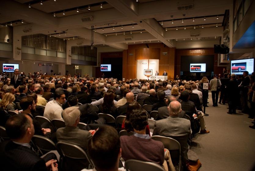 the packed auction room at RM Auctions and Sotheby’s Art of the Automobile sale (Photo Credit Darin Schnabel © 2013 Courtesy of RM Auctions)
