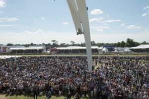 Goodwood crowd awaits the appearance of British F1 driver Lewis Hamilton. 