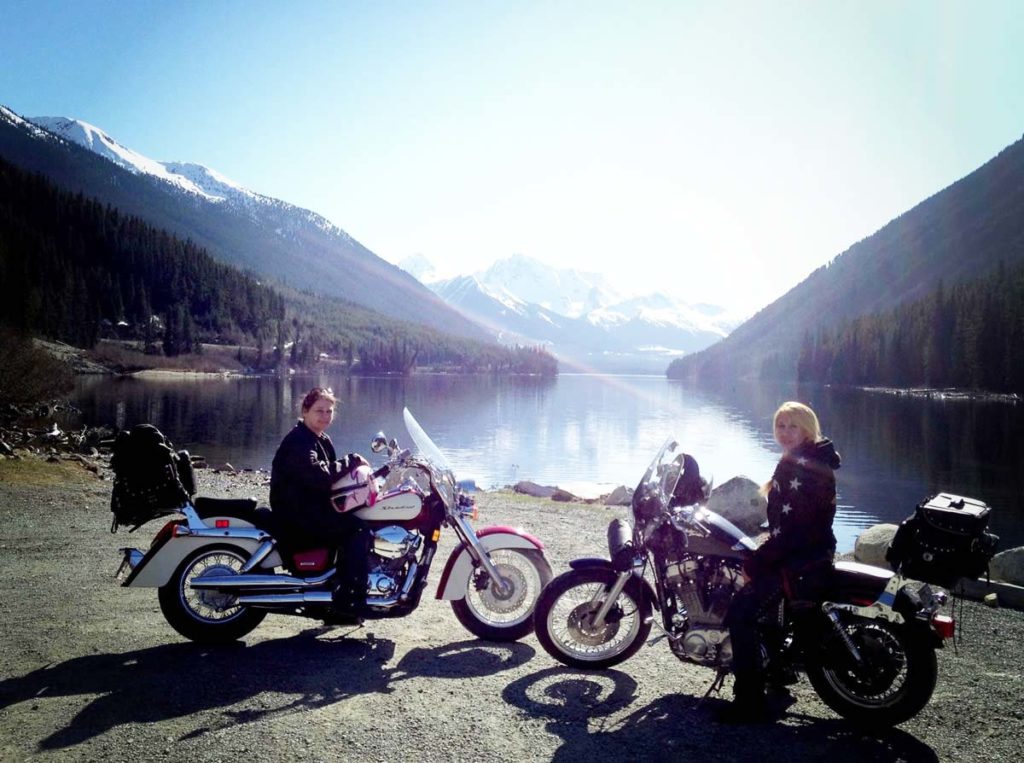 Female riders at Duffy Lake, BC, prepare for the   14th edition of International Female Ride Day (IFRD). 